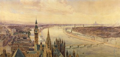 Architectonisch panorama van een voorgesteld plan voor de zuidelijke oever van de Theems, c.1861 door Henry Newton